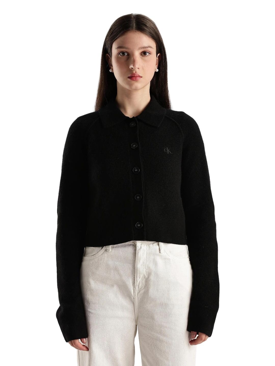 Regular Fit Nylon Spread Collar Front-Open Sweater-image-16