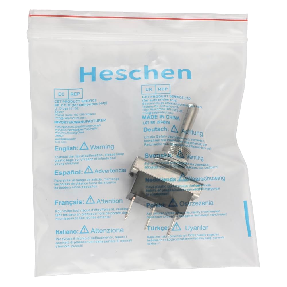 Heschen Metal Toggle Switch SPDT Permanent (switch) ON/OFF/ON 3