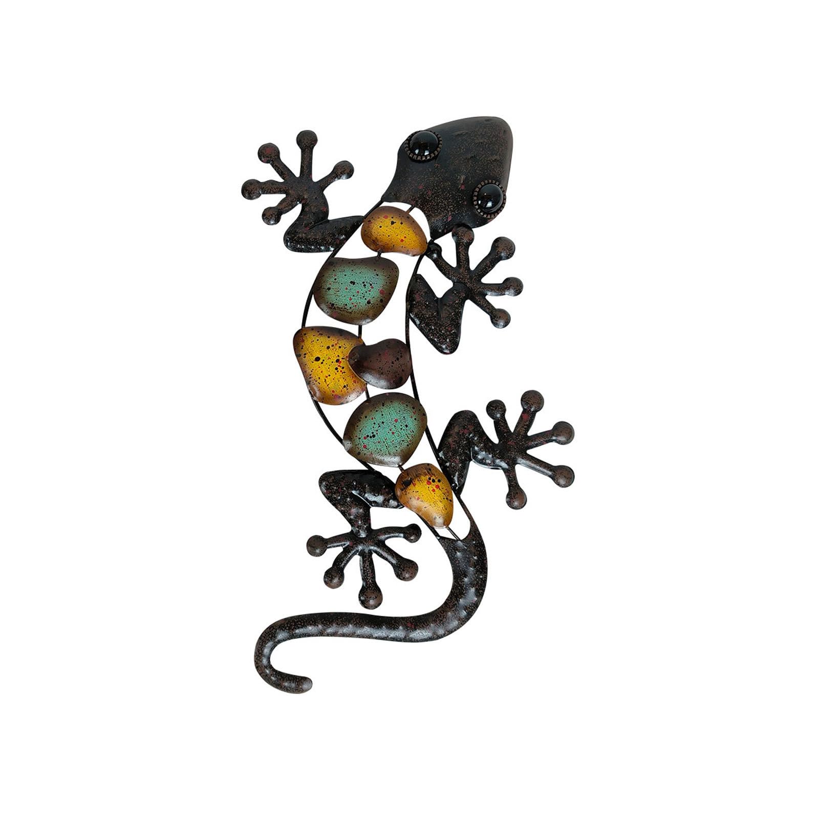 PROW® Metal Gecko Pared Inicio Decoración Negro Gecko Jardín Interior Escultura Diversión Pared Ornamento Creativo Manualidades Hierro Animales Tema Decoración