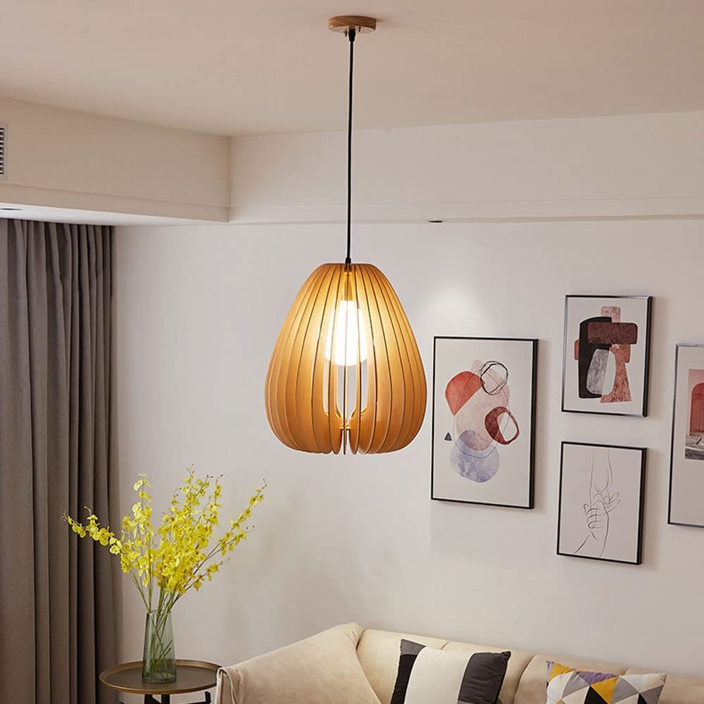 Antyczne drewniane lampy wiszące Drewniana kropla sufitu Lampa wisząca w stylu japońskim, E27 Wiejska wyspa kuchenna Oprawa oświetleniowa Pojedyncza jadalnia Sypialnia Żyrandol Tools