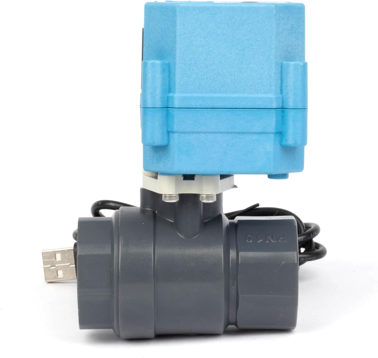 U.S. Solid WiFi Smart Motorized Ball Valve 3/4 inch NPT for Water Control & Irrigation, 2 Way PVC Electric Valve, USB Powered, LED Status Indicator, Flow Direction Window, Remote On/Off Control