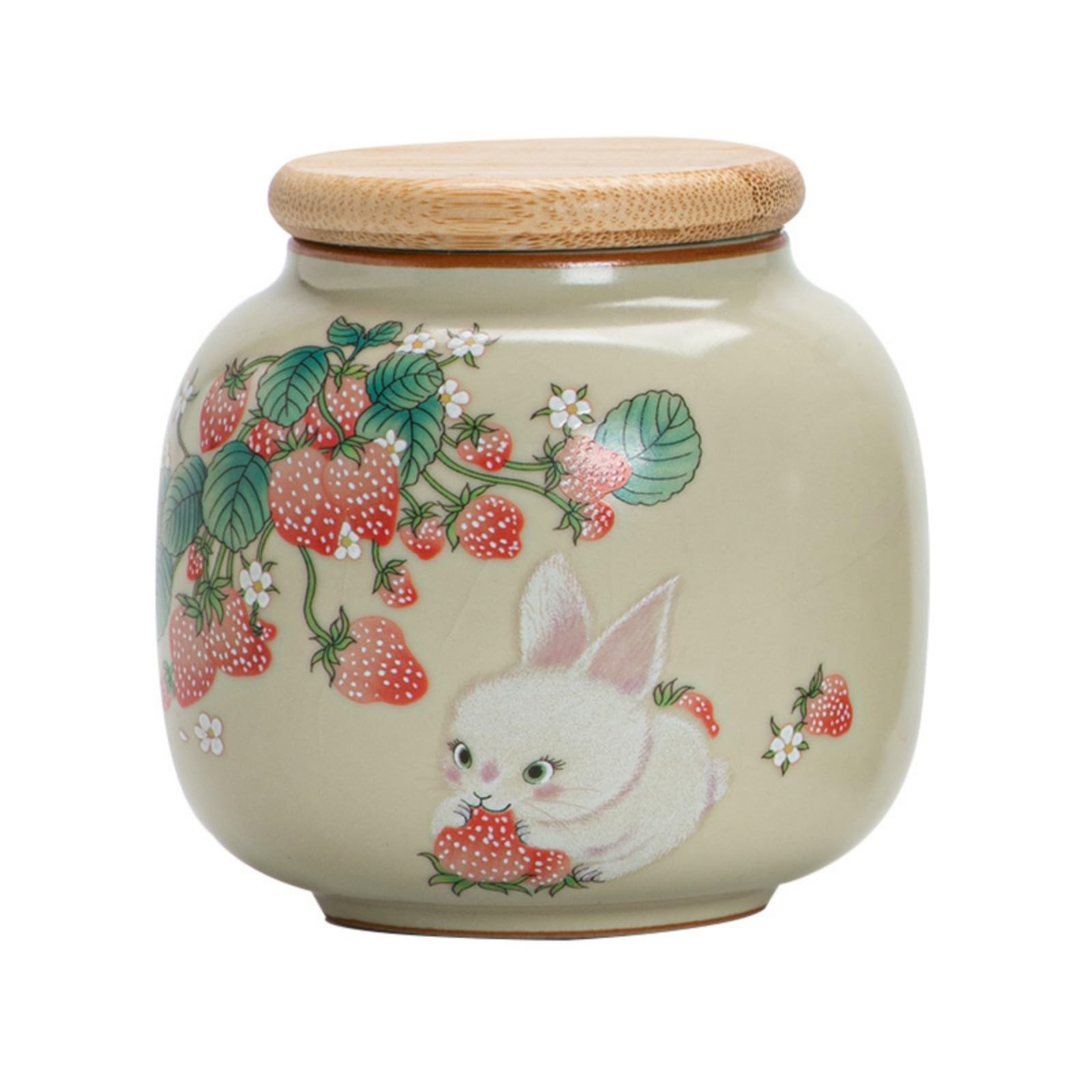 Recipiente de té de cerámica de 9 onzas con tapa hermética, adorable tarro de almacenamiento con diseño de animales para té de hojas sueltas, café, azúcar, galletas, organizador decorativo