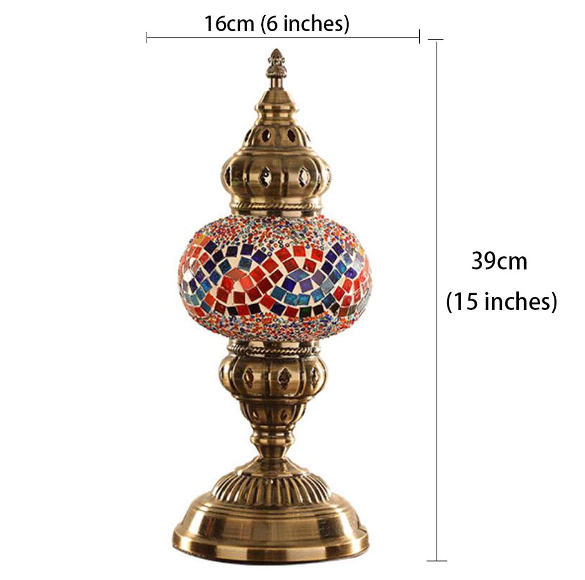 GDLight Türkische Tischlampe Mit Schwanenhals – Mosaik-Glas, Goldfarben, E14 Fassung, 39 Cm Hoch