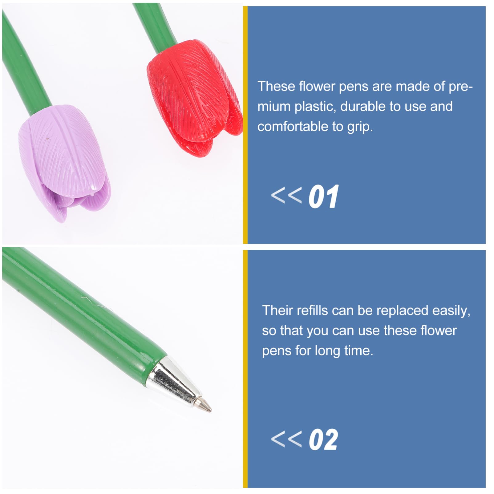 4 Set Penna A Sfera Tulipano Pianta Evidenziatori Penne Floreali Che Cambiano Penne Gel Retrattile Matite Floreali Trasparente Penna A Più Colori Plastica 6 Pezzi * 4