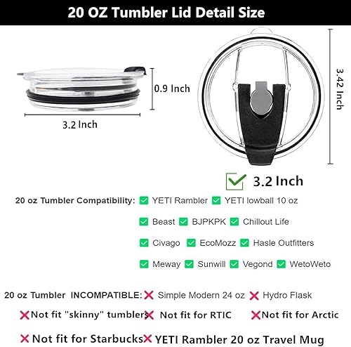 Miniatura 2 de Replacement Tumbler Lids Spillproof 20 oz, Plastic Splash Resistant Lids Covers Spill Proof Tumbler Lid Cup Covers,Stainless Steel Tumbler Travel