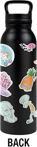 Miniatura 2 de Spongebob - Botella de agua con aislamiento de 24 onzas de Bob Esponja y amigos, de acero inoxidable aislado al vacío con tapa de bucle, resistente