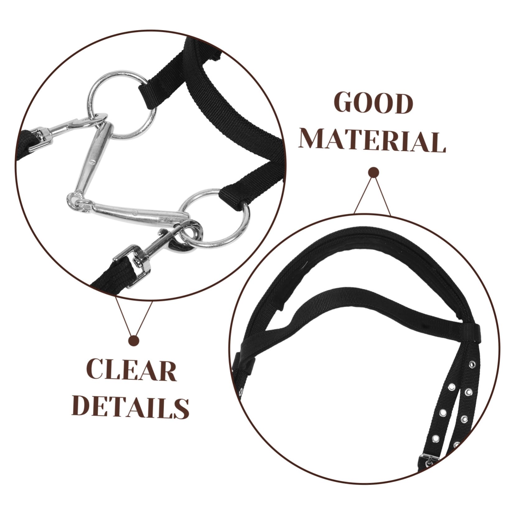 TOYANDONA Redini equestri capezza per Cavallo in Corda capezze in Corda per briglie Inglesi per Cavallo alla capezza Cavezza in Corda per bovini Nylon Black