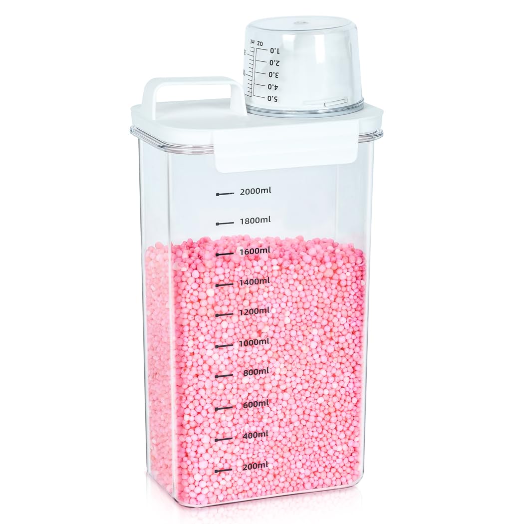 Tokokimo Laundry Powder Dispenser,78 oz Laundry Detergent Dispenser for Laundry Room Organization and Storage, Laundry Beads Container, Suitable for Scent Beads, Washing Powder