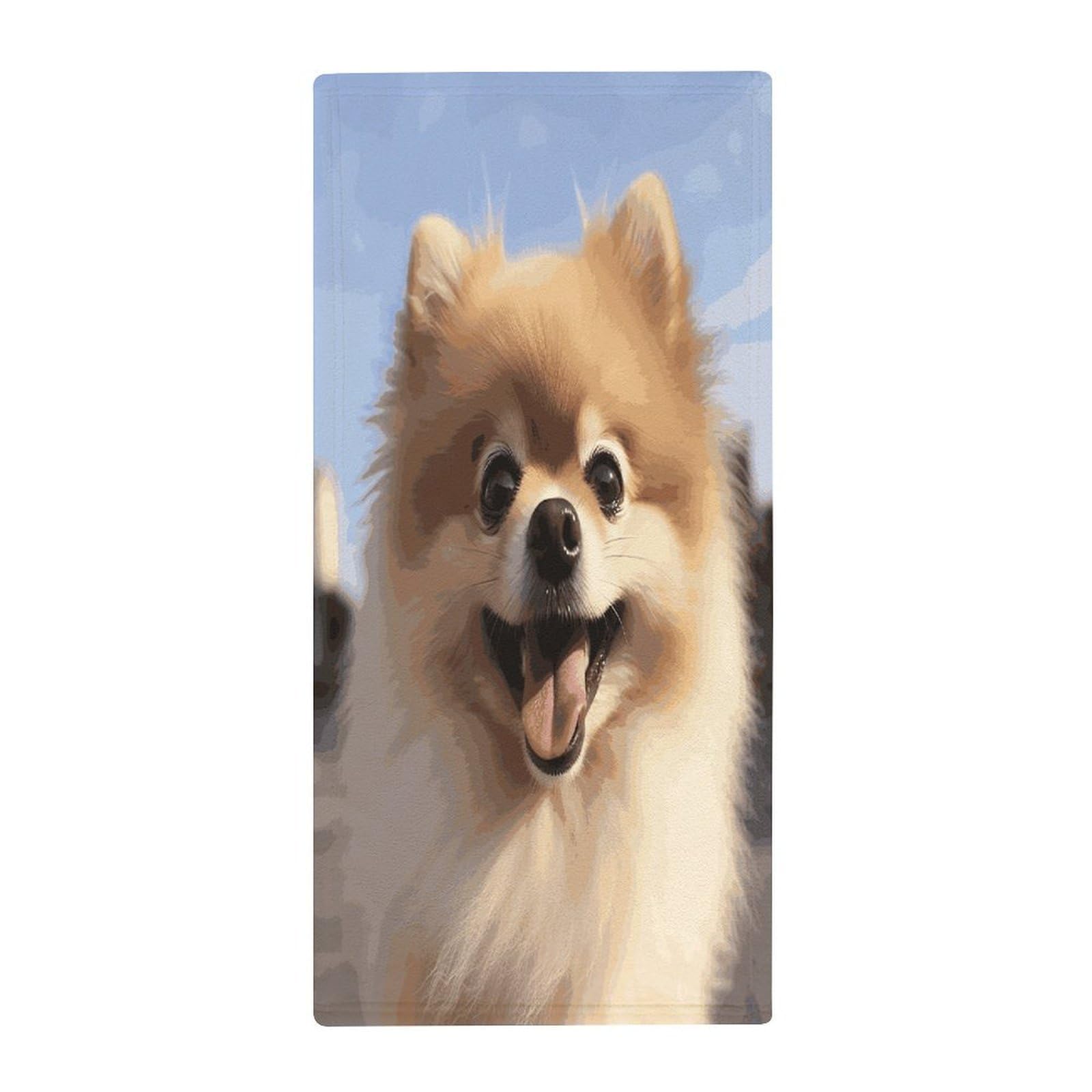 MUSM Premium Hand Towels for Bathroom Ultra Soft Printed Towels Coral Velvet Kitchen Hand Happy Pomeranian Towel Highly Absorbent Hotel Spa Towel Collection 13.8 X 28.7 in