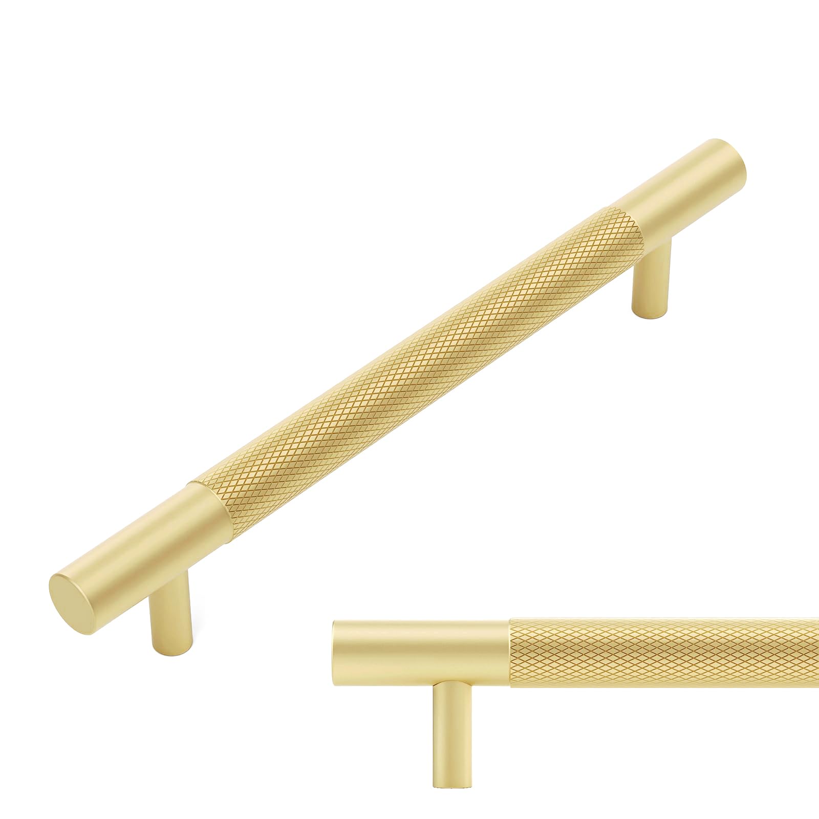 LONTAN 20 Pack Gold Kitchen Cupboard Handles 128mm Hole Centers Sandy Gold Handles