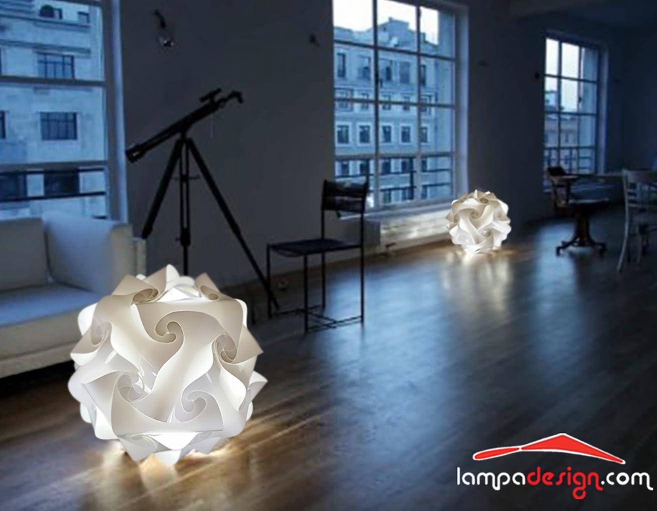 Lampadesign® Lampada da Terra Sfera bianca moderna soggiorno camera da letto stanza a Led FIOCCO 50 cm salotto sala da pranzo Lampadina luce fredda e27 17W Illuminazione d'interni che rilassa la vista