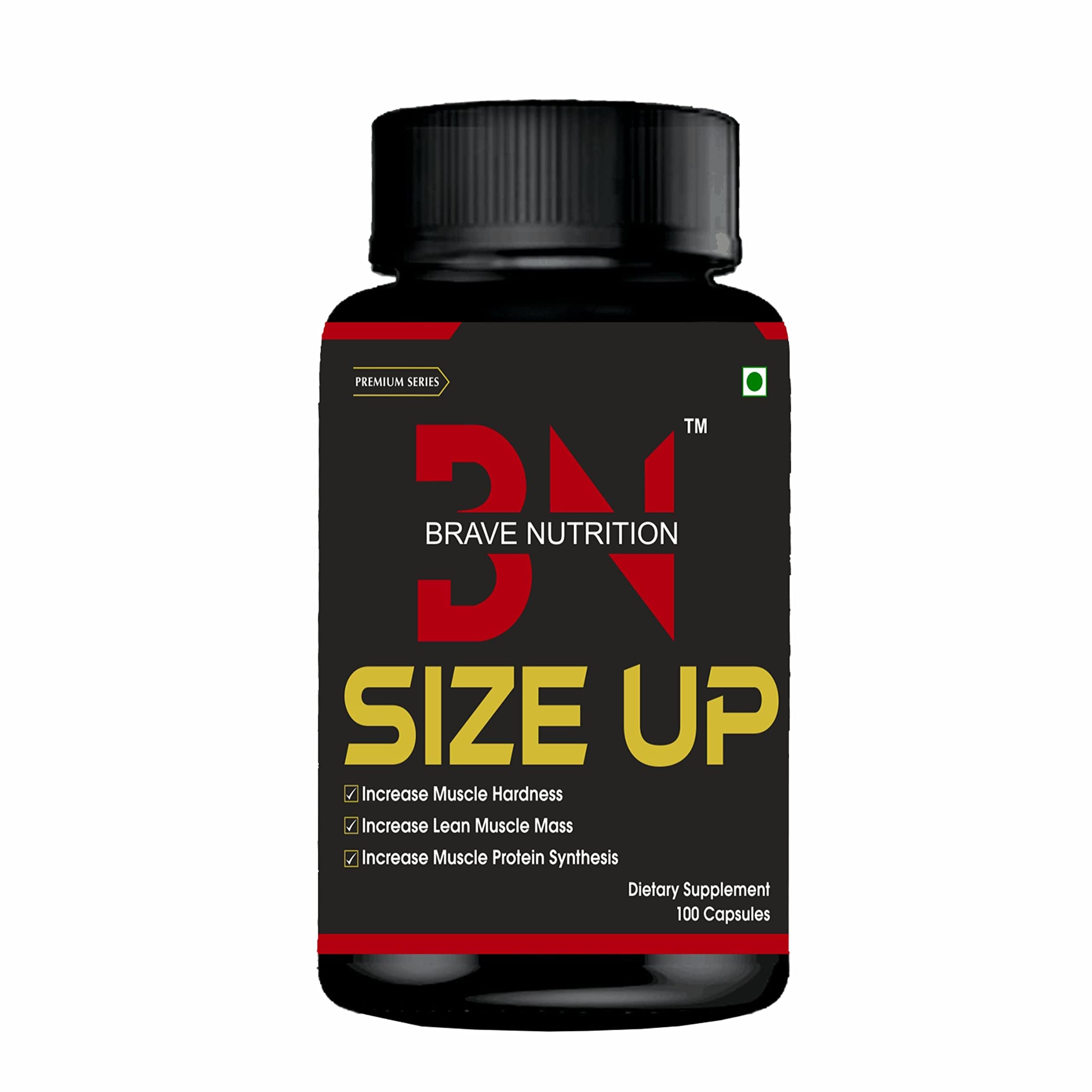 Size Up Mass Gainer Capsules, Muscle Fuel | Energy and Stamina Booster, Muscle Builder | Bulk Gain Mass & Weight Gainer Capsule | Fast Weight & Muscle Gain | Daily Muscle Building Weight Lifters Supplement for Muscle Growth, Stamina & Strength - 100 Capsules