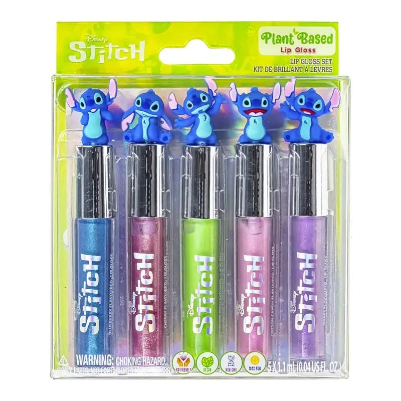 Disney Stitch-5 Piece Plant Based Lip Gloss Set, Ages 3+