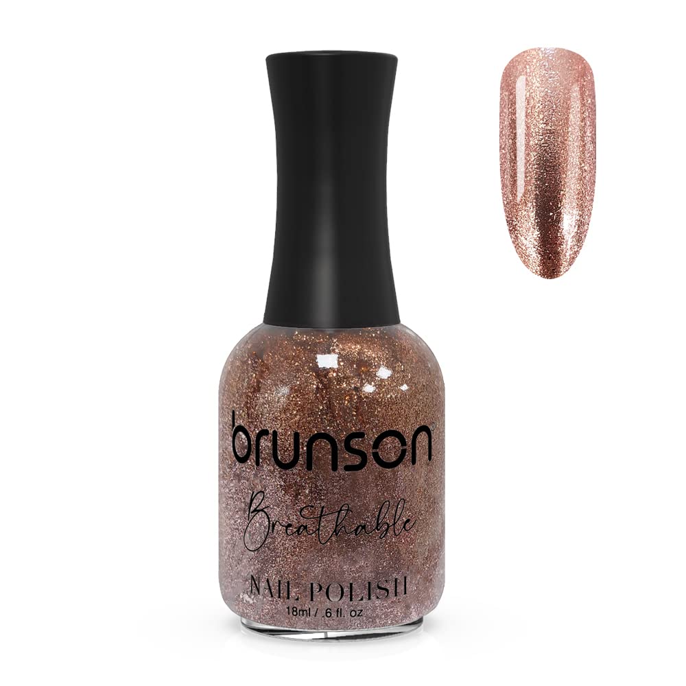 Brunson Breathable Nail Polish Halal nail polish Wudu friendly Quick-Dry Vegan long lasting but easy peel off & Eco-Friendly Organic Glossy Shine Water Based Nail Polish Nail Lacquer 18ml BH255