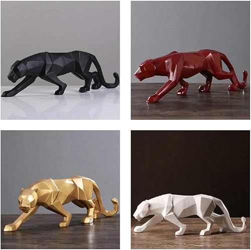 Miniatura 10 de Abstracto Estatuas De Leopardo Panther Escultura Mano Anhelada Animal Resina Decoración Moderno Para El Hogar Grande Blanco