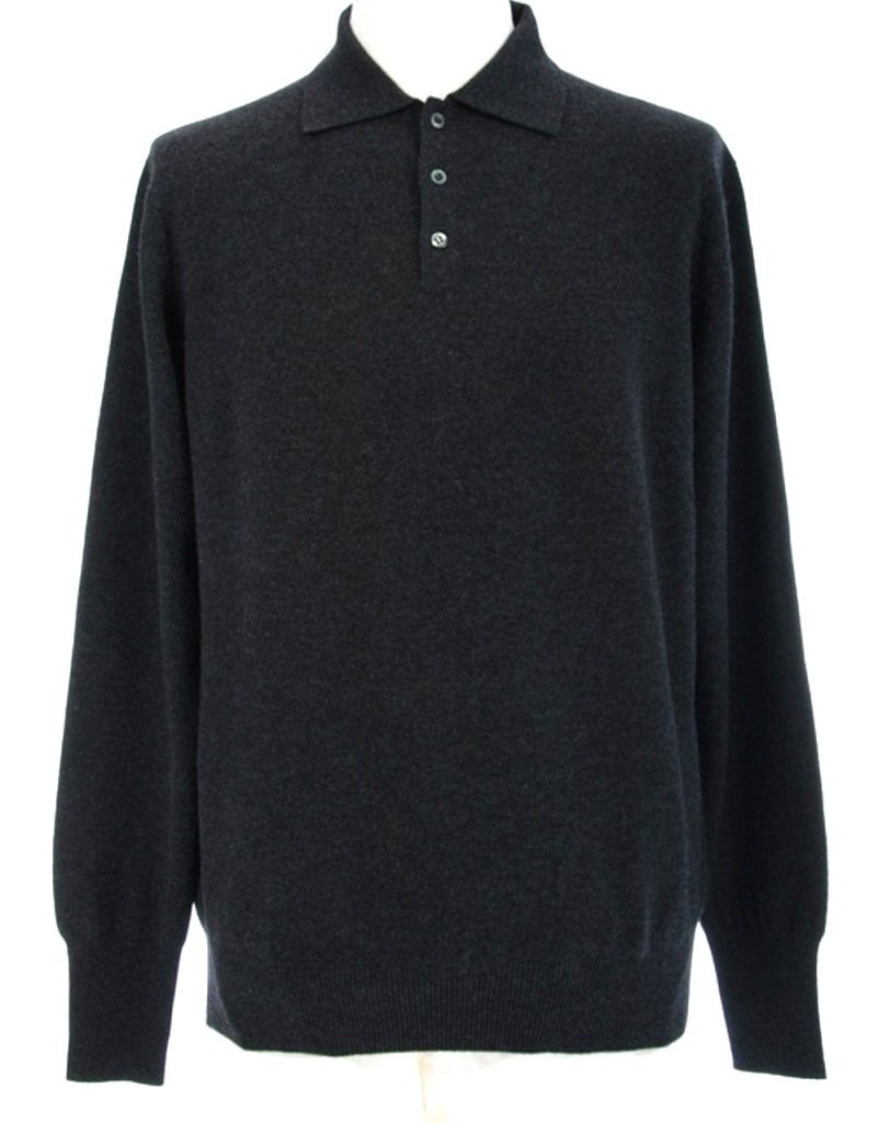 Shephe Men's Polo Cashmere Sweater with 3-Button