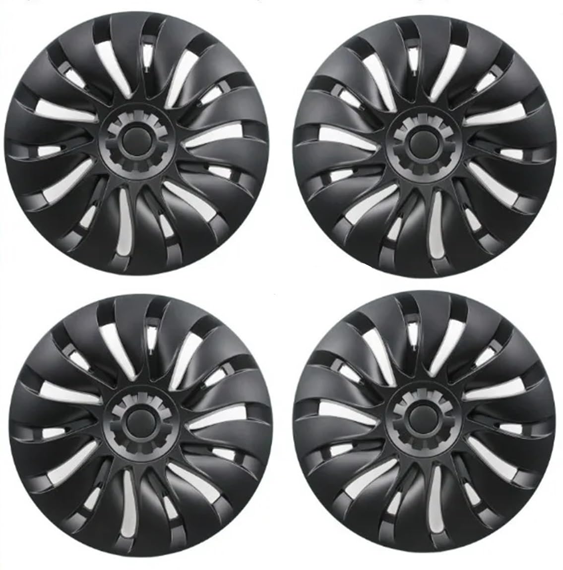 4PCS 19-Inch HubCap, Compatible With Tesla Model Y 2018-2024 Automobile Performance Wheel Cap Replacement Hub Cap Full Rim Cover Accessories(L-R Matte Black)