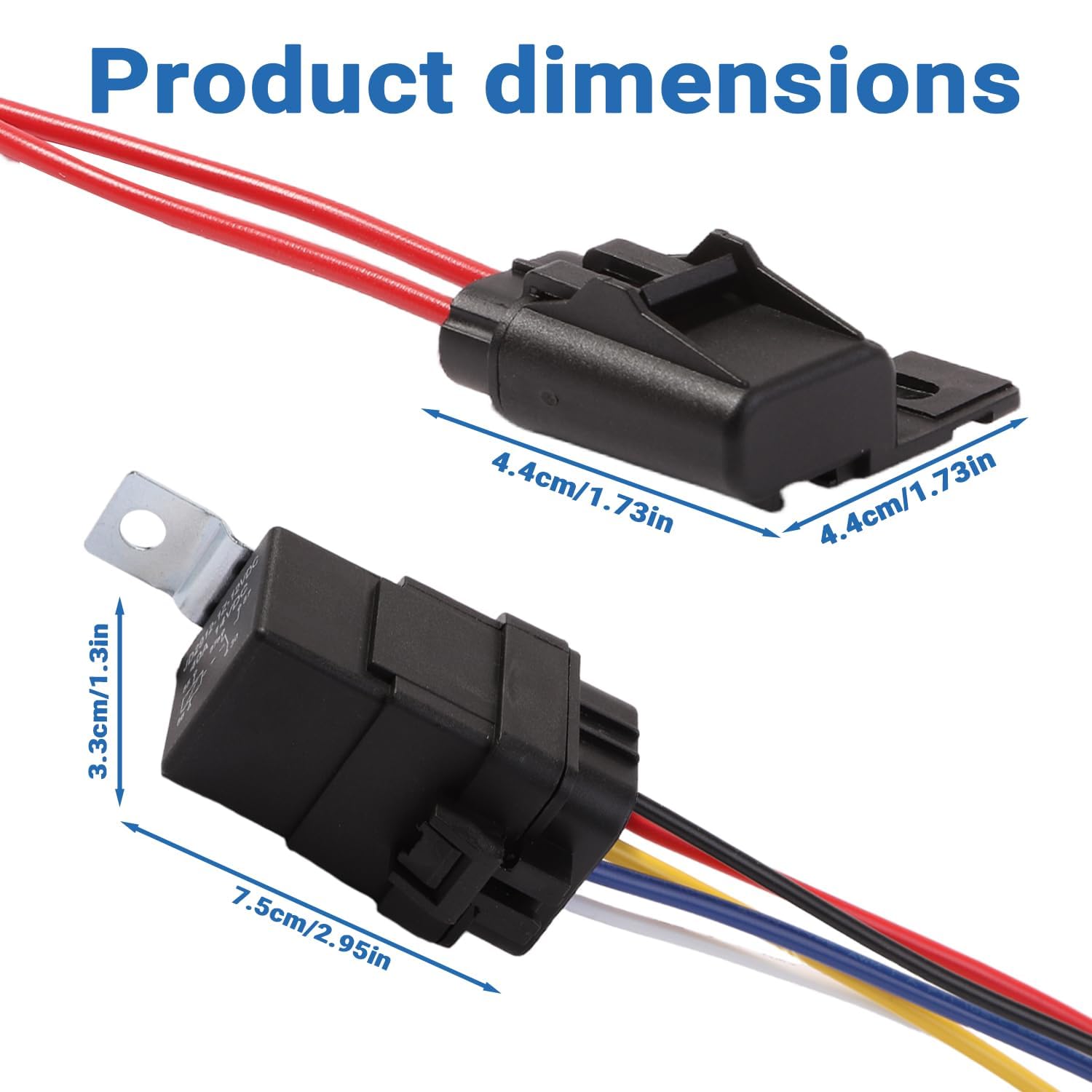 Set relè impermeabile, 12 V, 30/40 A, SPDT a 5 poli, 5 relè | Cablaggio portafusibili 20A/30A/40A, set di cavi per auto, camion, barca, camper, moto, quad