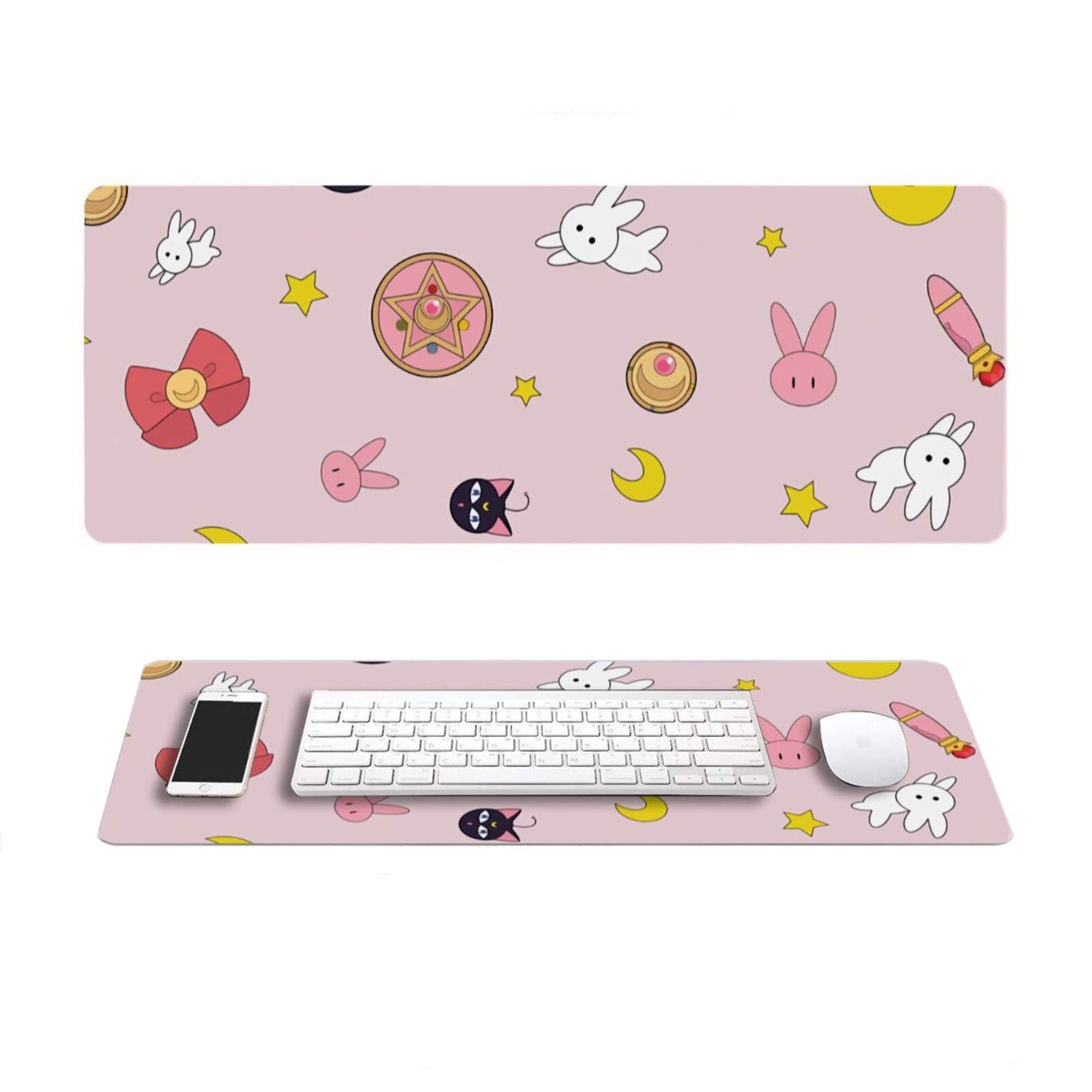 AVBERSailor Moon Rectangle Anime Non-Slip Rubber Mousepad Mouse Pads/Mouse Mats Case Cover with Designs for Office Home 31.5x11.8inch(80x30 cm)