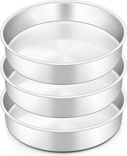 HaWare Kuchenform-Set, 3 Stück, 24,1 cm, Edelstahl, runde Kuchenform zum Backen, Braten, Servieren, große Schicht-Kuchenform für Geburtstag, Hochzeit, gesund & ungiftig, hochglanzpoliert &