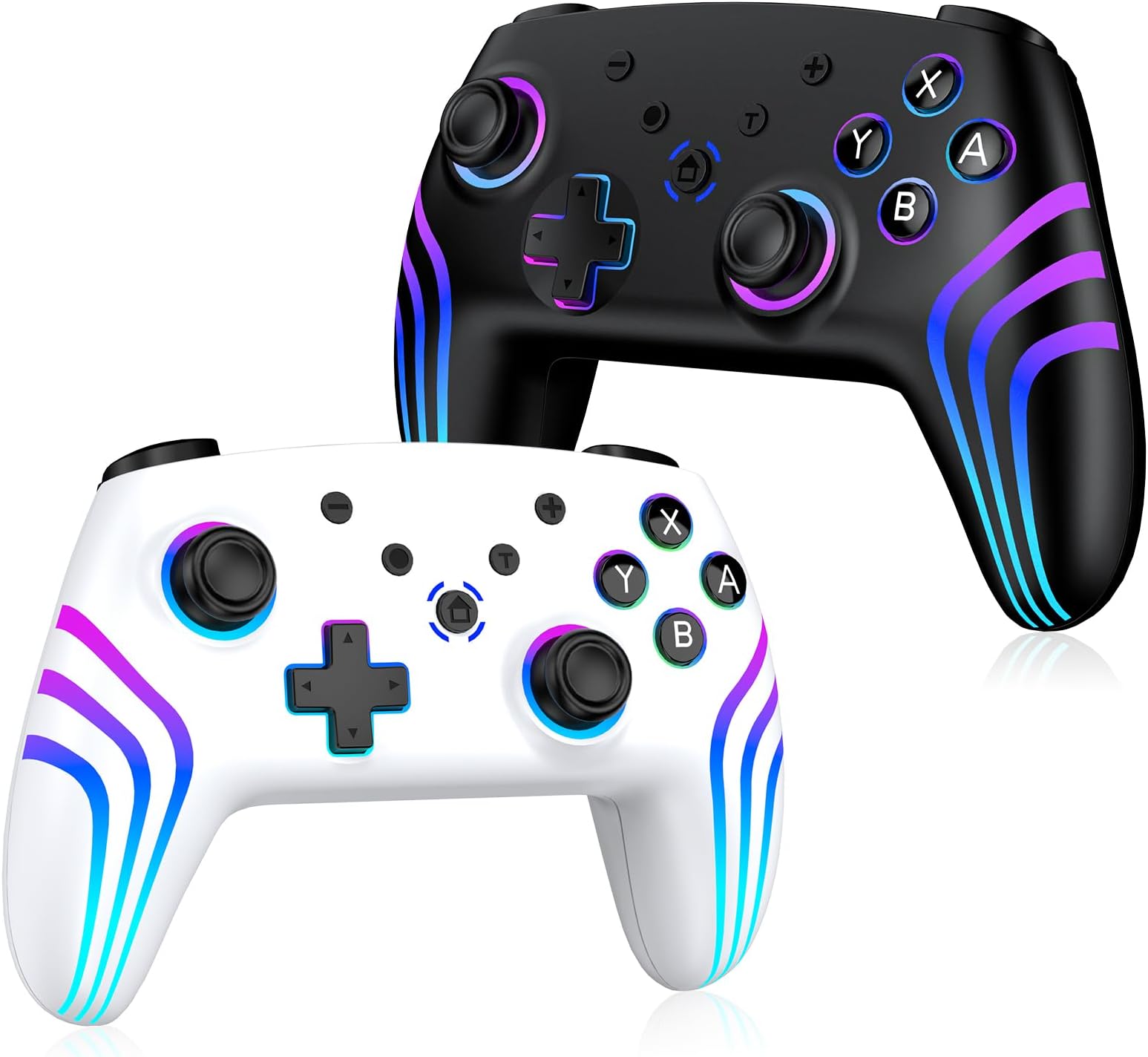VidPPluing 2 Pack Switch Controllers, RGB Switch 2 Controller for Nintendo Switch/Switch 2/Lite/OLED, Wireless Pro Controller with Motion Sensor/Dual Vibration/Turbo/Wakeup