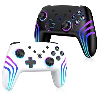 VidPPluing 2 Pack Switch Controllers، RGB Switch 2 Controller لـ Nintendo Switch/Switch 2/Lite/OLED، وحدة تحكم احترافية لاسلكية مع مستشعر حركة/اهتزاز مزدوج/توربو/استيقاظ