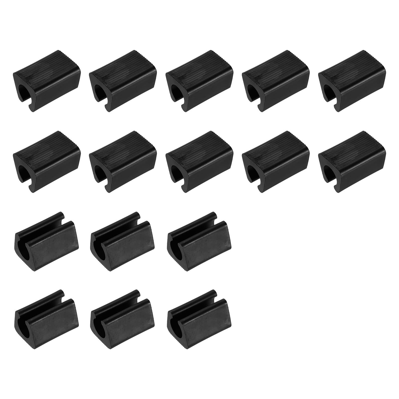 sourcing map 16 Pcs Rectangle U Shaped Chair Leg Cover, Fit 12mm Dia Tubular Chair Legs, Non-Slip No Noise Floor Protectors, Plastic Furniture Feet Tubing Caps, Black