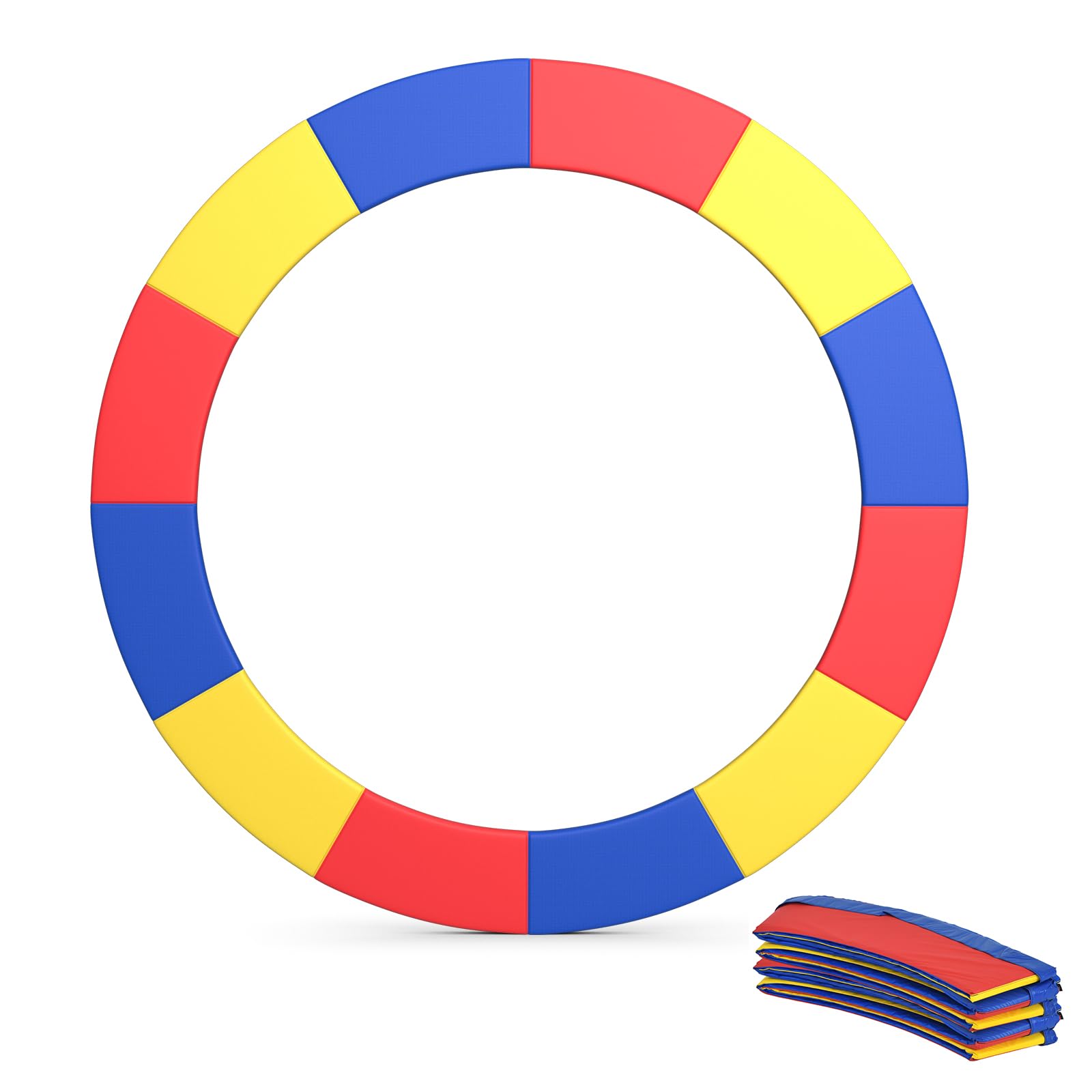 COSTWAY Trampoline Pad, 12ft 14ft Replacement Trampoline Safety Pads, No Holes for Pole, Waterproof Trampoline Spring Cover Padding Surround Pad