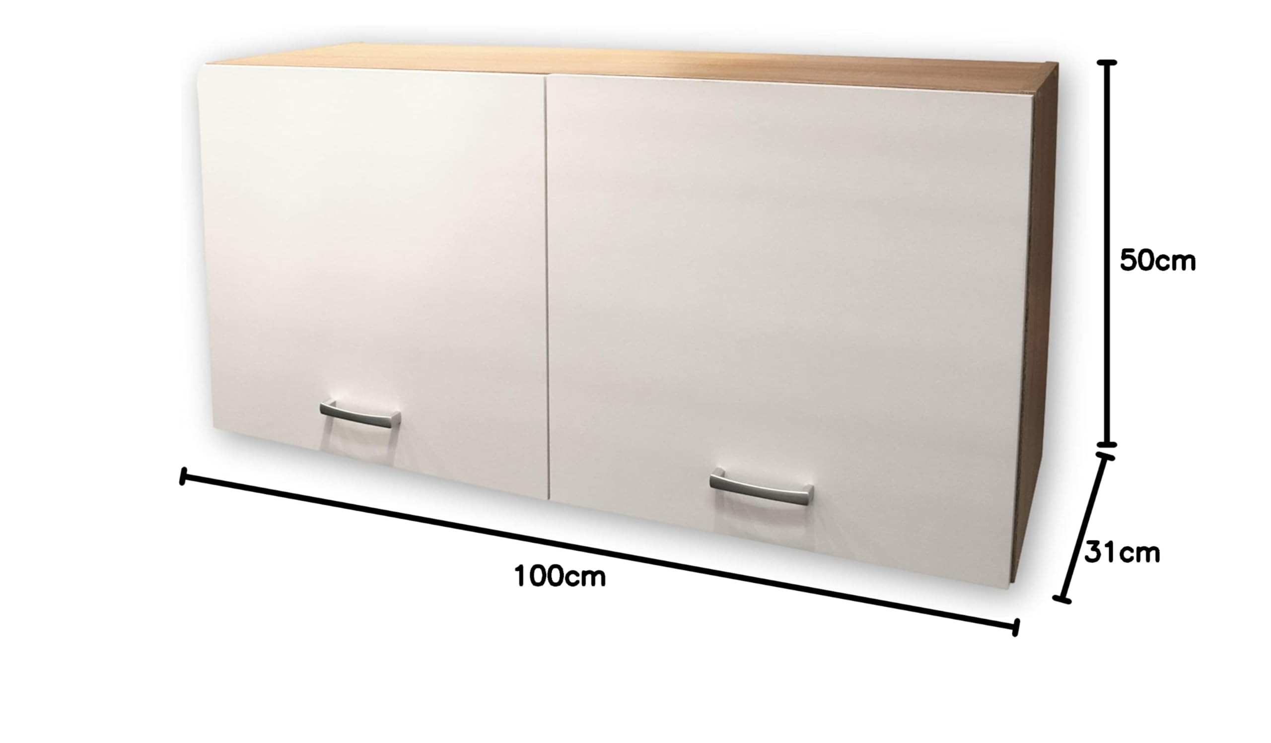 ANDY Moderner Hängeschrank Küche 2-türig in Eiche Sonoma Optik, Weiß matt - Geräumiger Küchenschrank mit viel Stauraum - 100 x 50 x 31 cm (B/H/T)