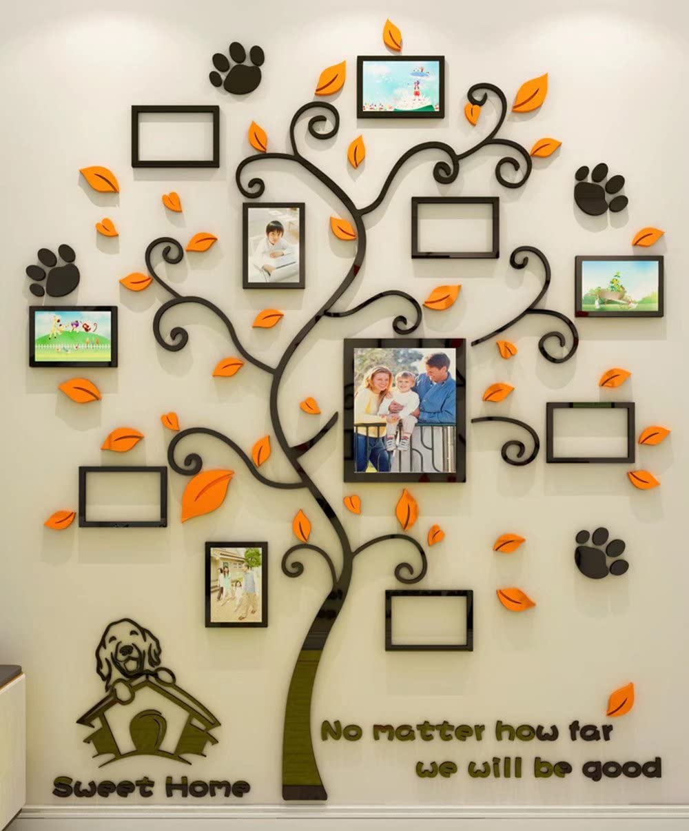 Adesivi Murali Albero Della vita Adesivo da Parete 3D DIY Famiglia Cornice Albero Adesivo Muro per Foto per Camera da Letto Soggiorno Divano (XXL:220 * 181cm)