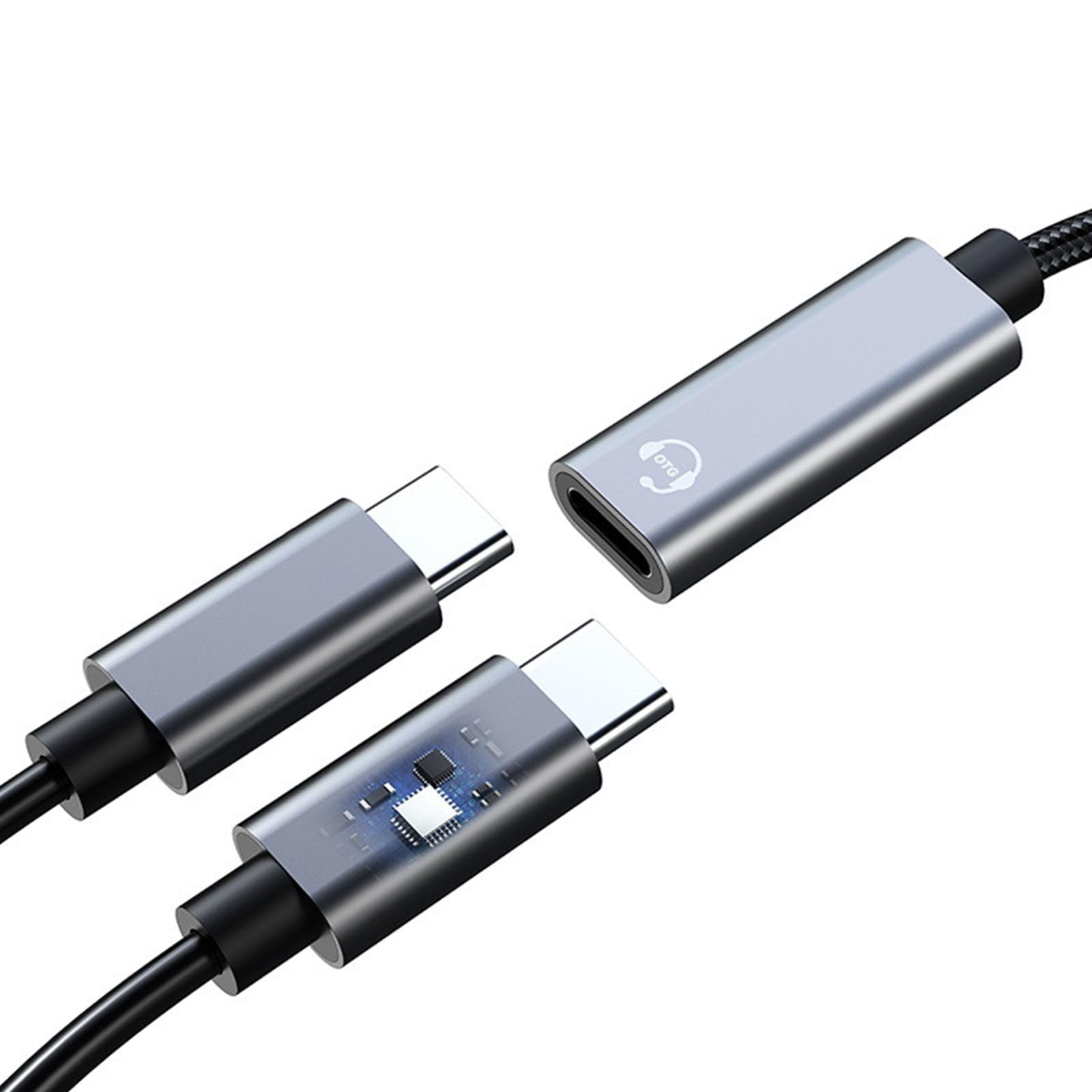 Cavo di frequenza sonora adattatore per cuffie splitter di tipo C per la ricarica di musica di chiamata 60 W ricarica rapida 2 in 1 tipo C