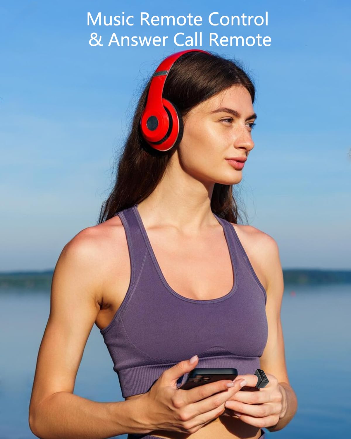 Penstar Mando a distancia para girar páginas, anillo de desplazamiento remoto con funda de carga y soporte para teléfono, girador de página Bluetooth, control remoto de cámara, clicker selfie