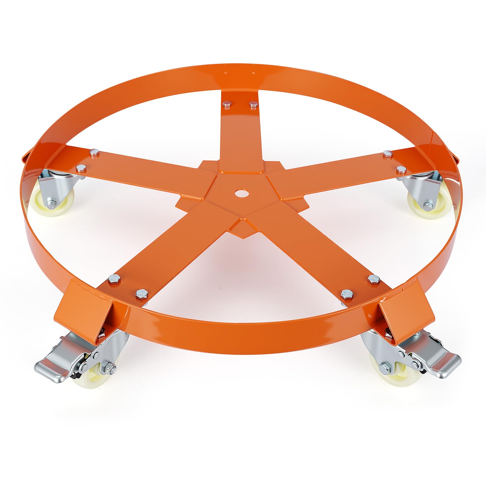 Garvee Fassroller,Rundes Rollbrett Aus Metall ø 64 cm,190L Transportroller Bis 1000 Lbs,Schwerlastroller Für Fässer,Pflanzenkübel,Blumentöpfe,Sonnenschirme Und Eimer,Mit 5 Universalrädern,Orange