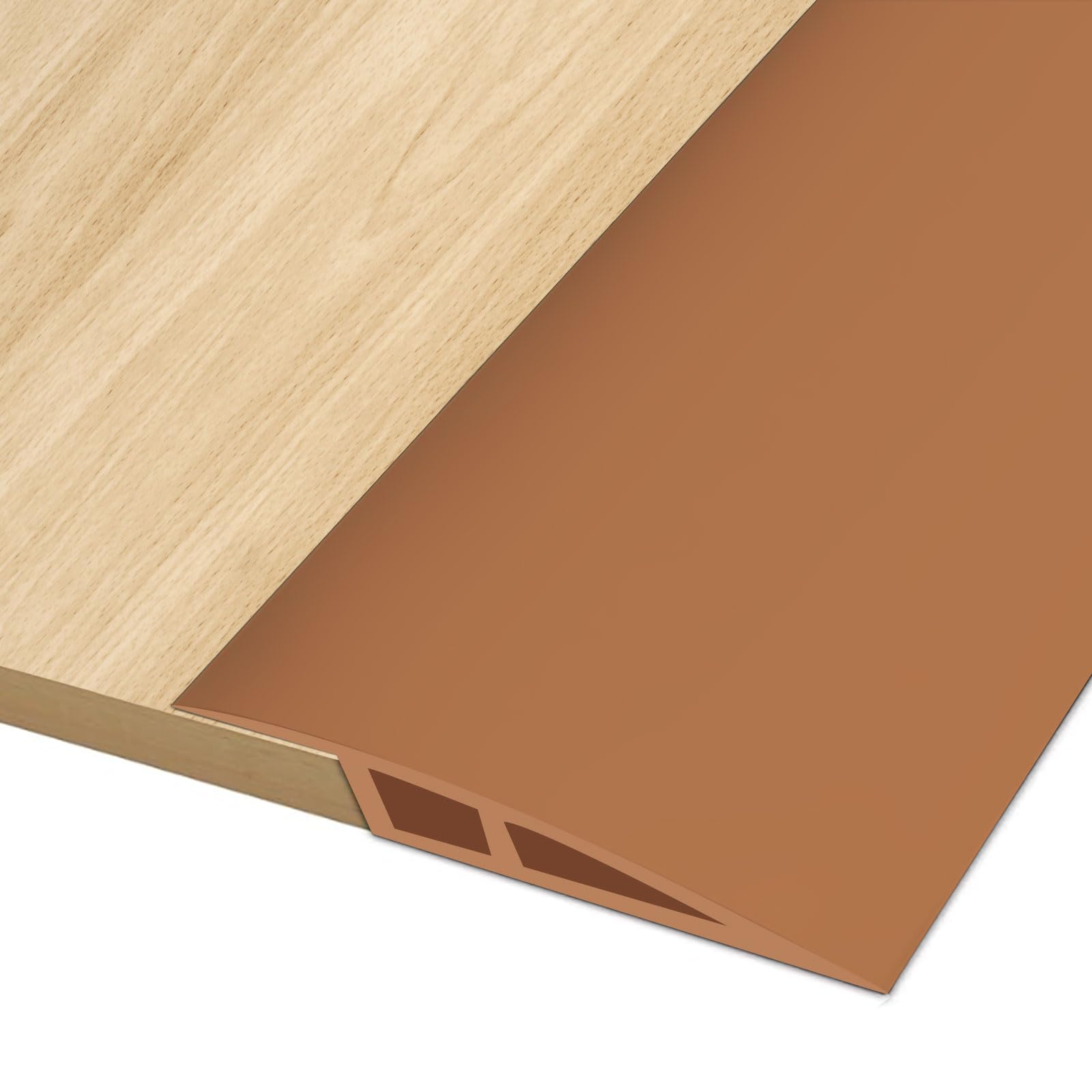 Hengrongshen Floor Transition Strip, Vinyl Door Threshold Strip Self Adhesive Threshold Flooring Transition for Laminate Doorway Edge Threshold Height Difference from 5mm to 10mm (Brown, 1M) — image 1