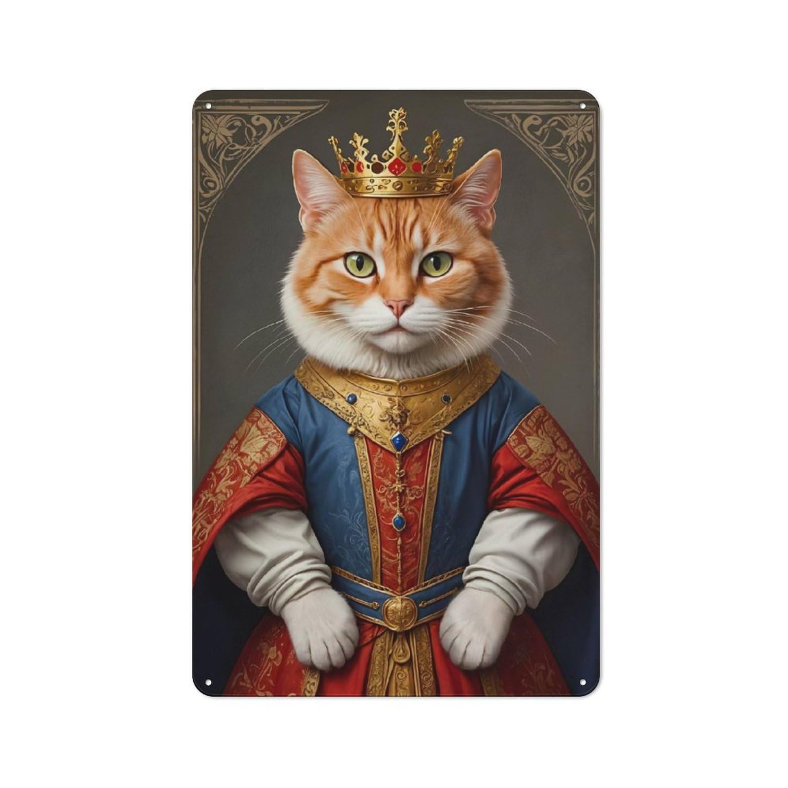 Junmoney Cat Prince Tin Wall Plaque 30X20cm With For Garage Wall, For Collectors Of Retro Metal Wall Decor