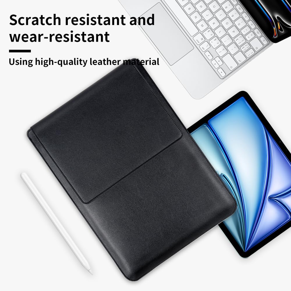 IMMOENUC 13 inch Tablet Sleeve Case Universal Shockproof Water-Resistant Cover with Ergonomic Stand, Built-in Mouse Pad & Slim Lightweight Design for iPad Pro/Air, Surface, Galaxy Tab?Black?