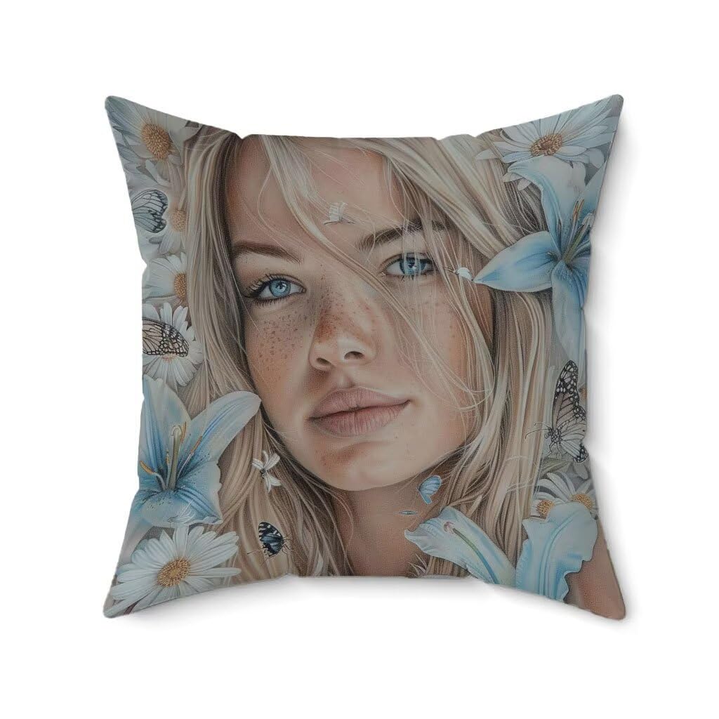 Poduszki zewnętrzne 75 x 75 cm, zestaw 4 poszewek na poduszki , kwiatowe, wodoodporne, lniane, kwadratowe, na sofę, dekoracyjne, na ławkę ogrodową, patio, farmę, sofę, samochód, biuro, wystrój