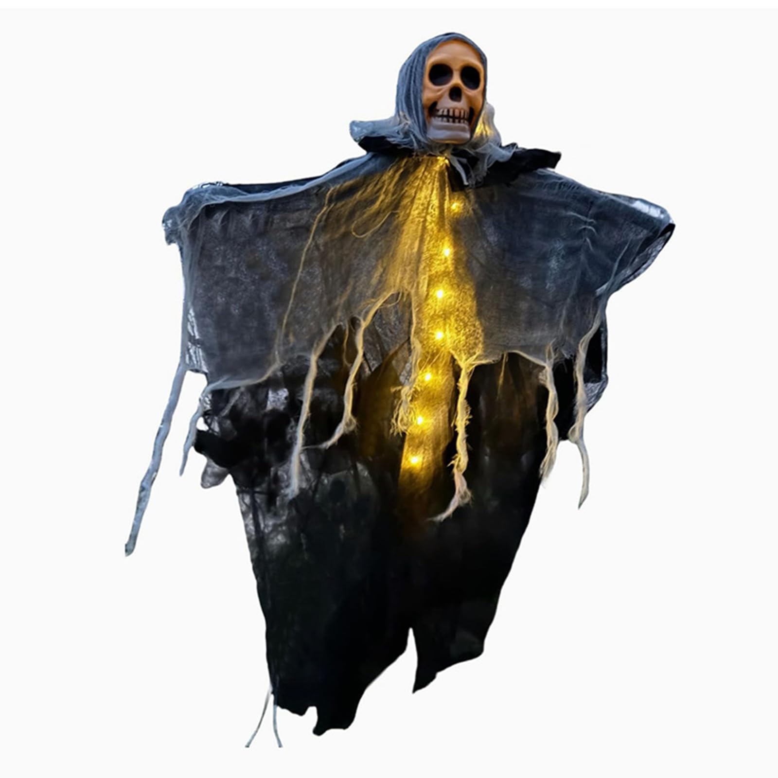 Tsophreniq Lighted Skull Specter Ornament Halloween Skeleton Hanging Props for Home Haunts House Decorations Hanging Lighted Skull Ornament Skeleton with Light