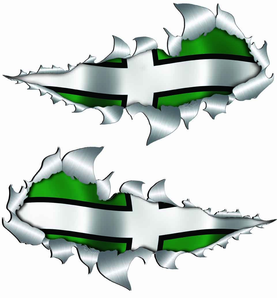 Devon Flag Metal Rip Open Sticker 150mm