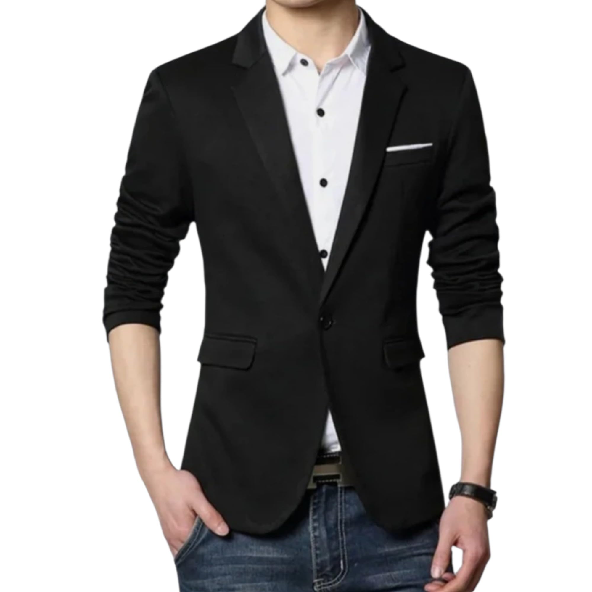 men bazar Solid Single Breasted Men Blazer, Black, Party, Festive-picture-30