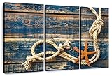 ElephantStock Marine Rope Knots Nautical Wall Art, 3-Piece Canvas Print, Ready-to-Hang Nautical Pictures and Coastal Art, Digital Art Bathroom Decor - 23' X 14'