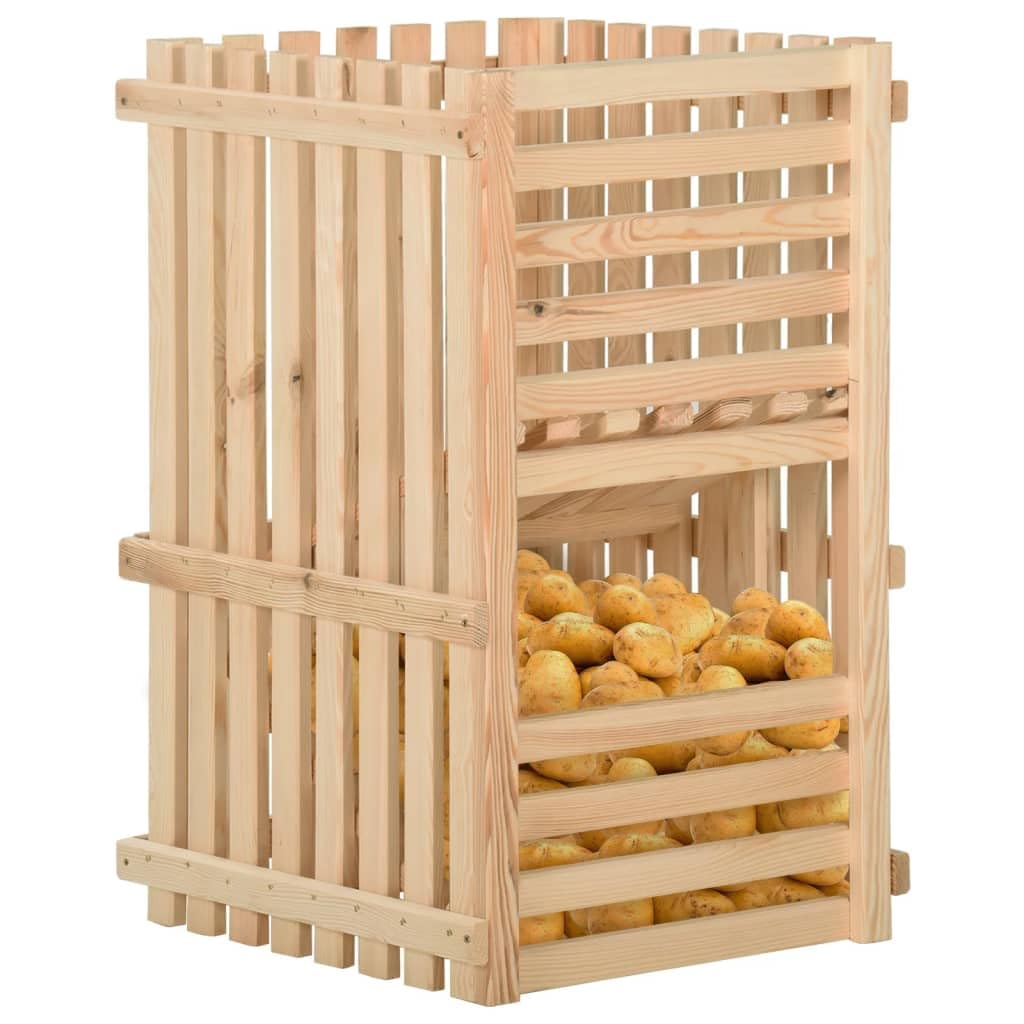 Kartoffelkiste aus massivem Kiefernholz, Vorratsbehälter mit zweistufiger Bauweise und Kippbrett für Kartoffeln, Zwiebeln und Knoblauch