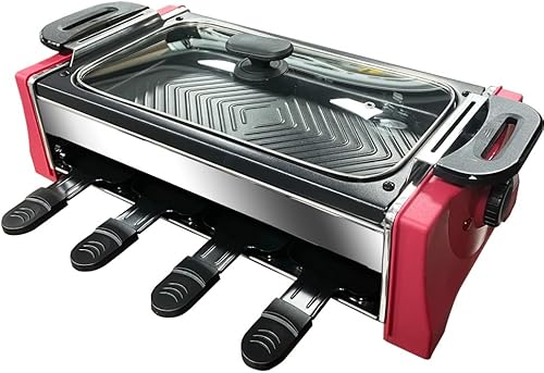 Raclette - Parrilla de mesa coreana sin humo, parrilla eléctrica para interior con 8 mini sartenes de raclette de queso con placa antiadherente con