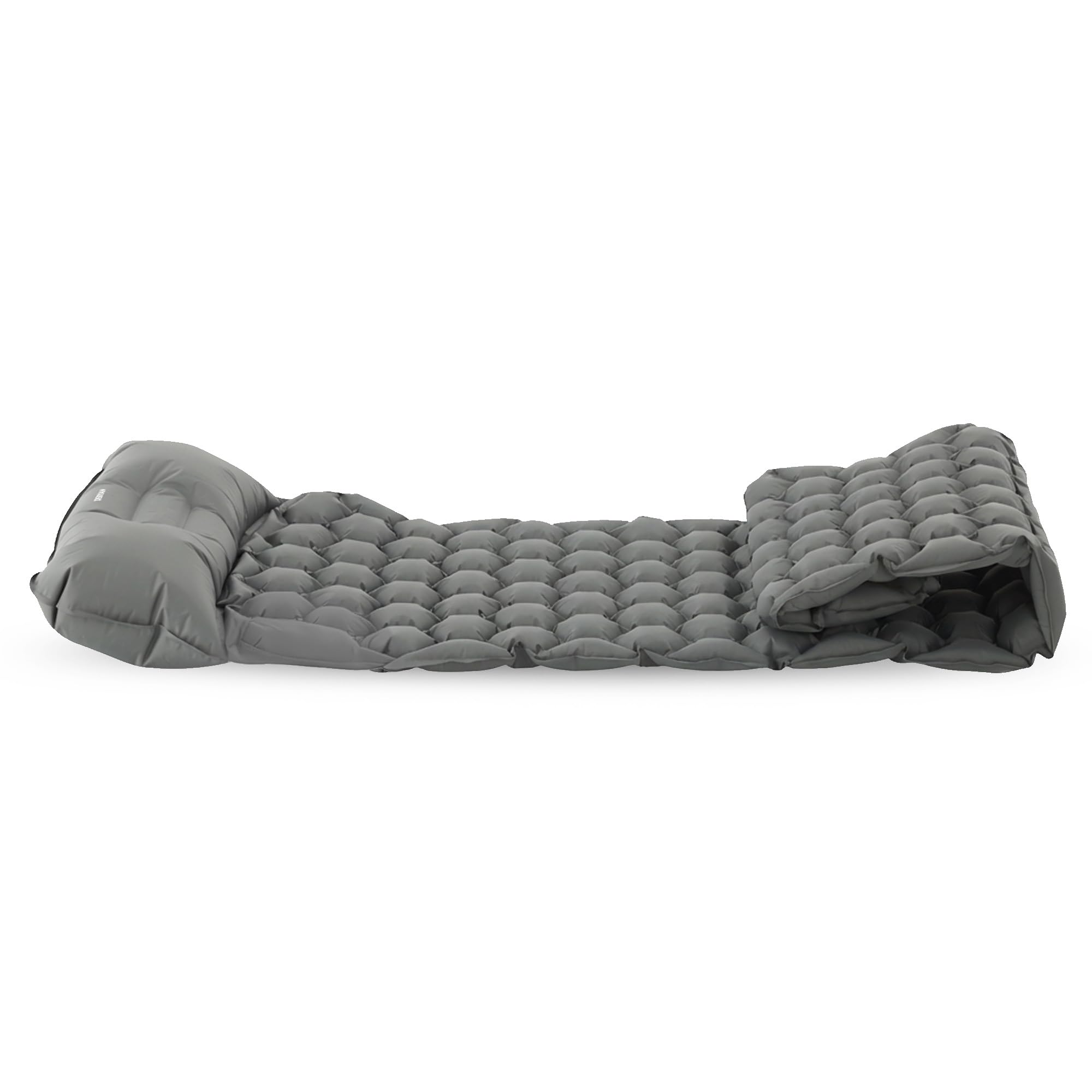 Deryan Matelas de Camping Matelas autogonflant ultraléger avec Oreiller et Pompe à Pied intégrée Matelas de Camping Gonflable Portable et Compact pour Le Trekking en Plein Air, Vert (Gris)