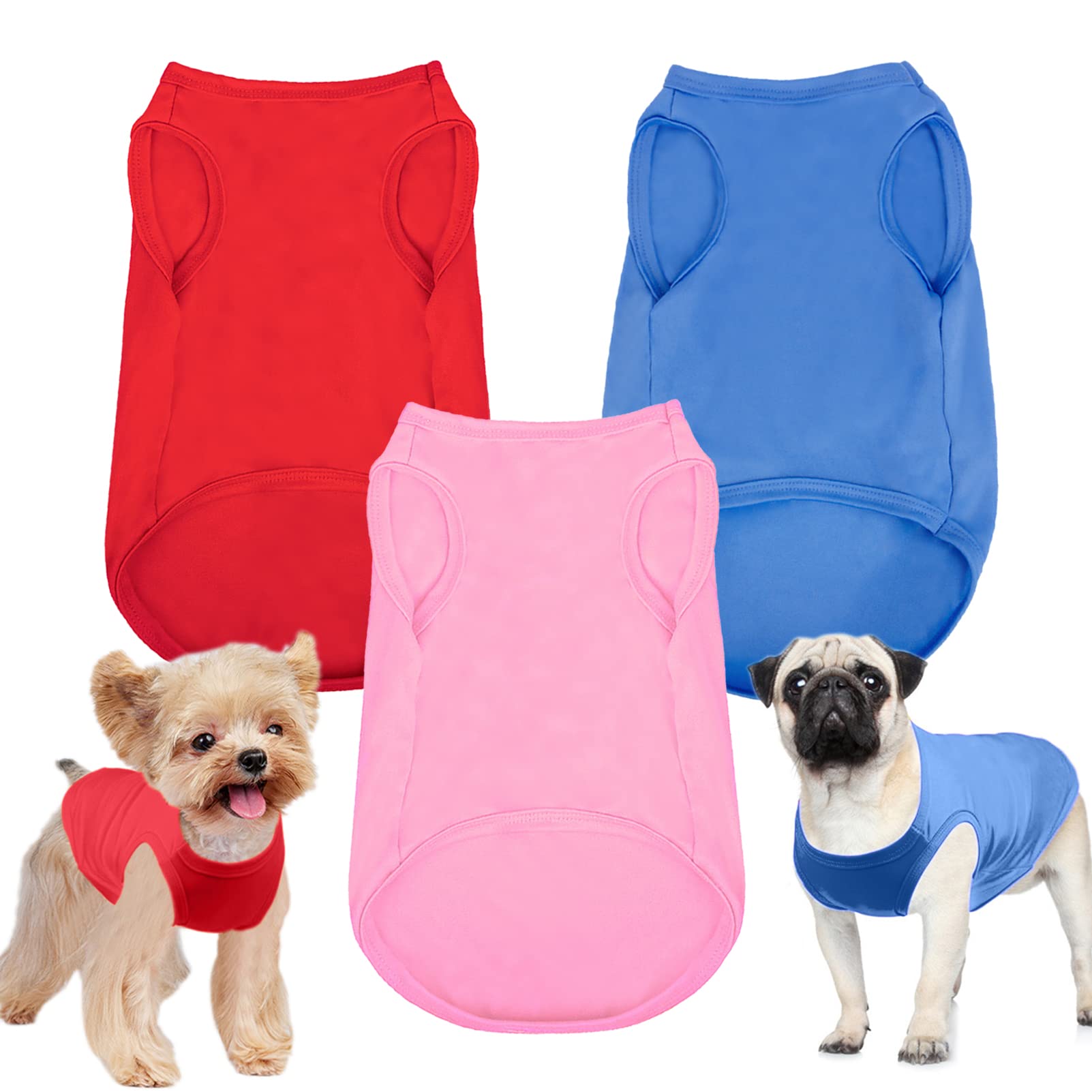 MIGOHI Ärmellose Hunde-Shirts, 2 Stück – Leichtes, Atmungsaktives T-Shirt Für Große Hunde, In Rosa & Lila