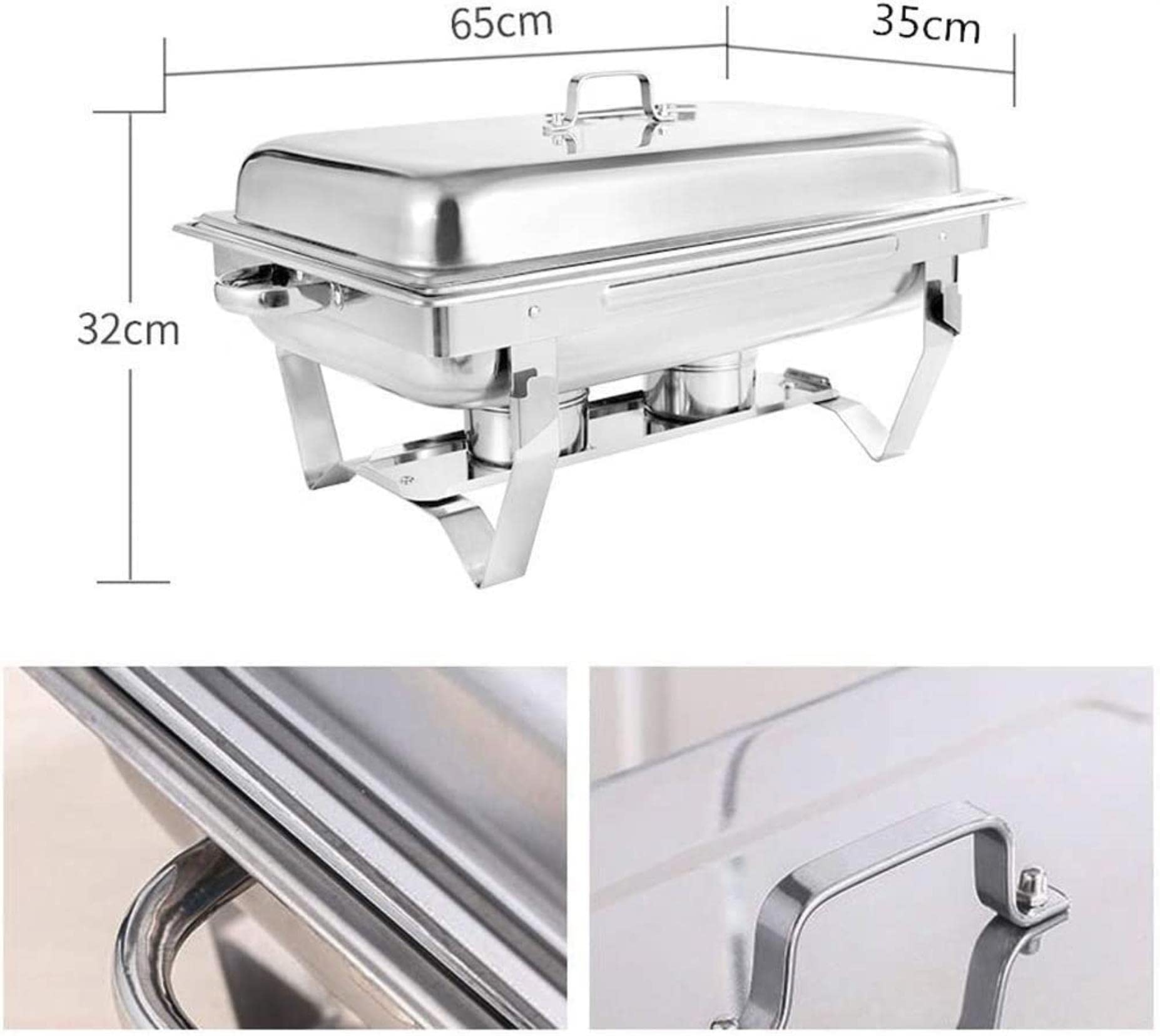 Chafing Dish in Acciaio Inox,Set di Chafing Dish Scaldavivande A Buffet,con Teglie per Alimenti E Porta-Combustibile,Set Professionale Scaldavivande per Catering A Buf