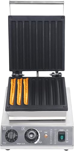 110V Churro Maker Machine antiadherente Comercial Waffle Panaker Home Encimera Waffle Baker Máquina de acero inoxidable Hot Dog Maker hace 8