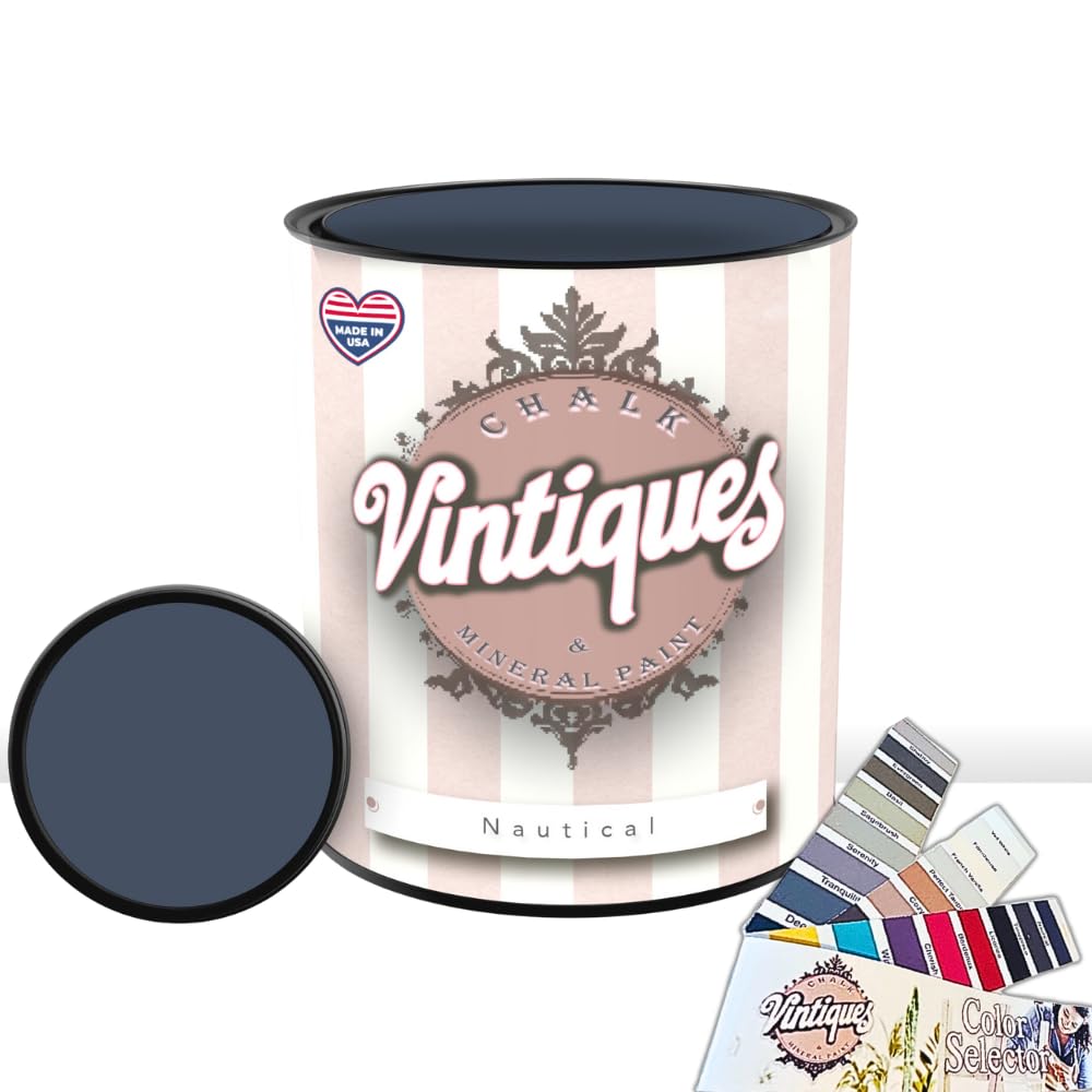 Vintiques Chalk & Mineral Paint, Nautical, 32oz - Matte Finish- Easy Application for DIY Projects - Furniture, Wood, Metal, Home Decor and More -