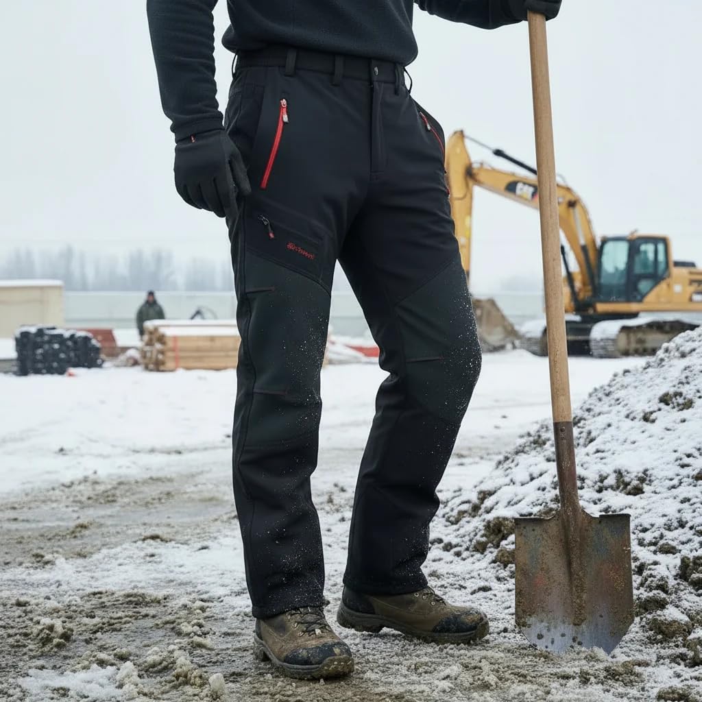 Danbly Pantalon d'extérieur imperméable & Indestructible Pantalon Softshell Homme Imperméable et Thermique pour Ski, Randonnée et Escalade