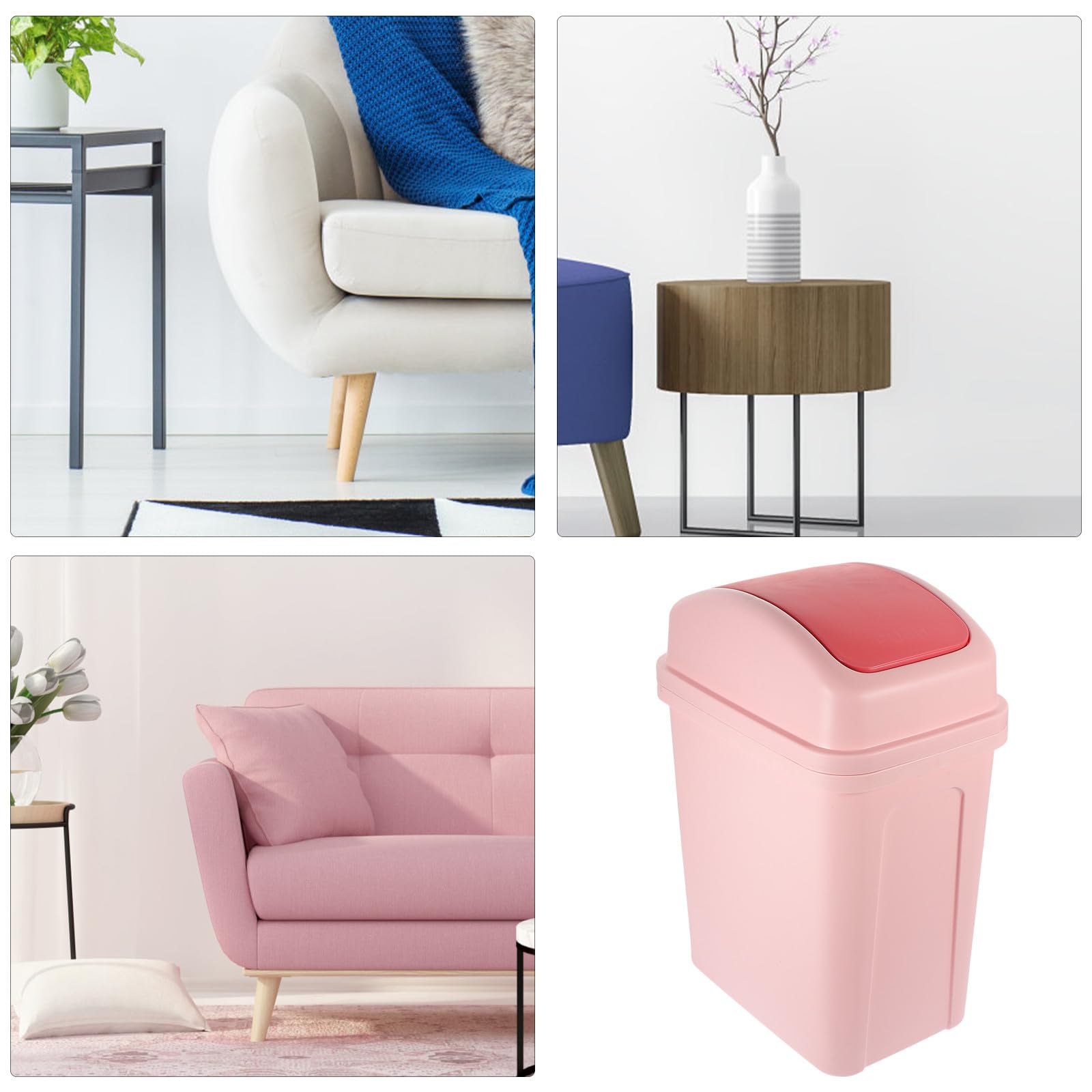 TOYANDONA Bidone per Rifiuti da Cucina con Grande Capacità Rosa, Design Sottile in Pp con Coperchio a Ribalta, la Casa e L'ufficio